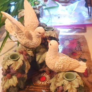 Beautiful white doves candle holder.